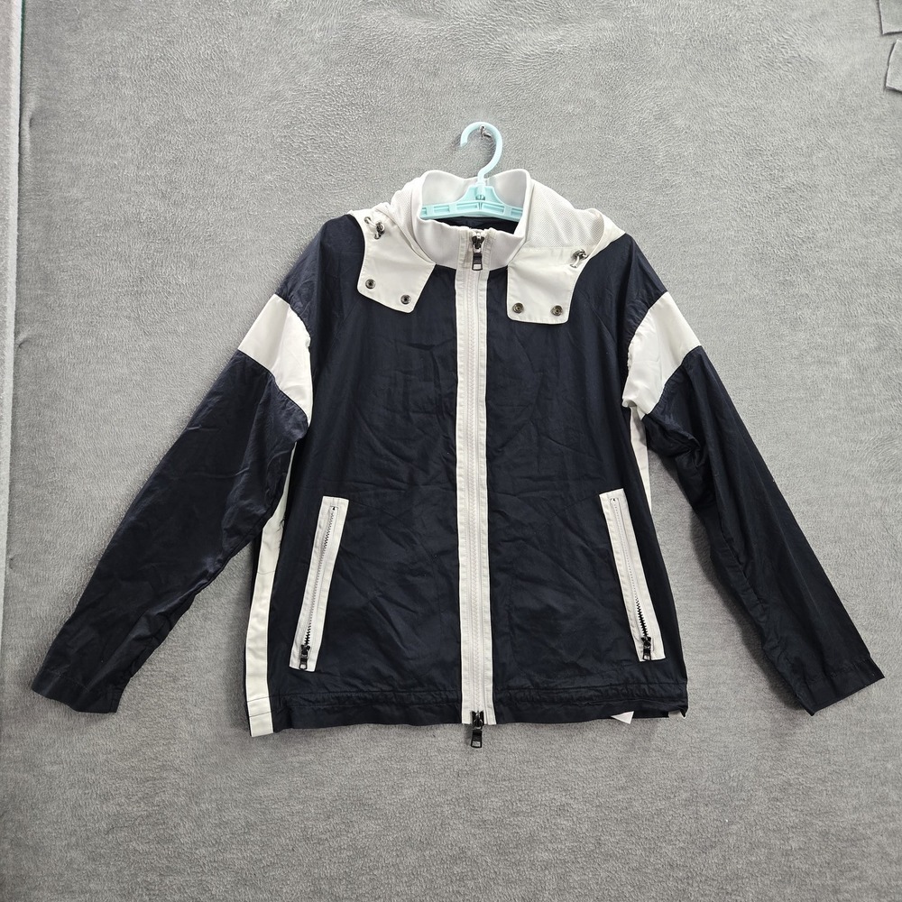 Armani Exchange Women Jacket L Blue Colorblock Activewear‎ Zipper Button